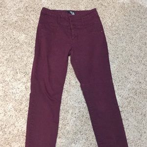 High waisted pants- Burgundy color